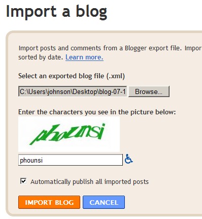 Click import Blog