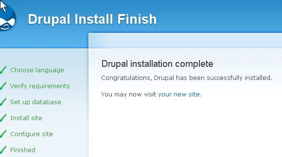 Installation of Drupal 6 finished