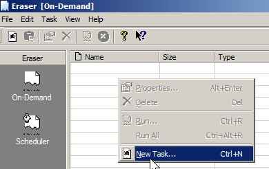 right click the file list area and pick new task
