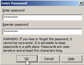 type password and click ok