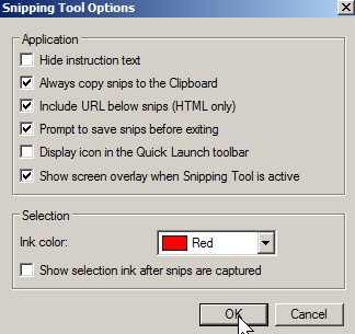 Snipping tool option