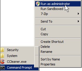 Run Command Prompt as administrator