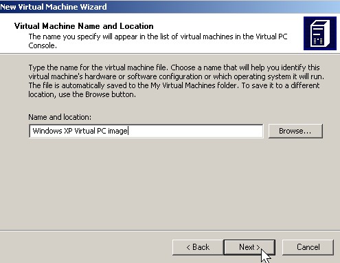 Give your virtual machine a name click next