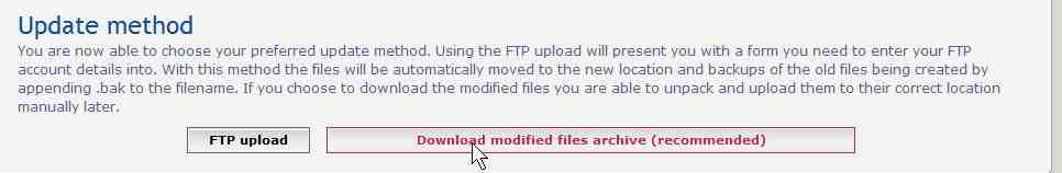 Scroll to bottom of the page and click download modified archieve file