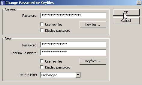 2 Type in your old password and your new password twice Click OK button