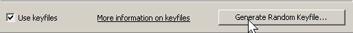 Check use key files and click generate random key files button in the next window.