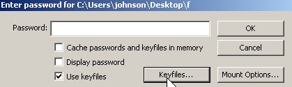 When mountinging the drive, click check key fies and click key files button.