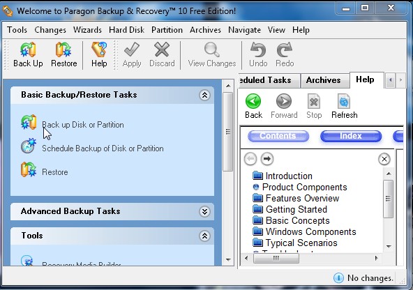 Click Back up disk and partition from the left sidebar.