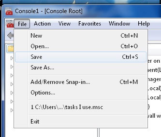 Go to File then Save, and give the Console a descriptive name.