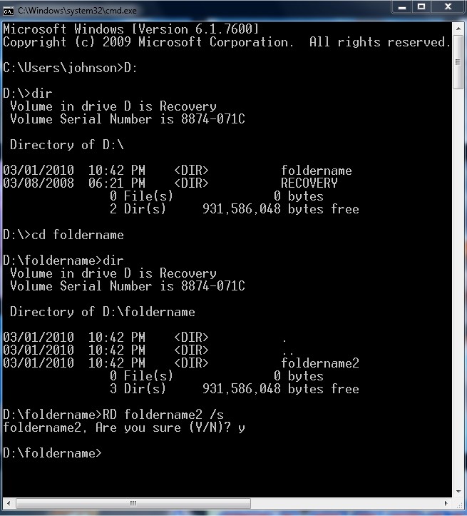 How To Remove A Directory Folder In Ms Dos Command Prompt Cmd Exe 11505
