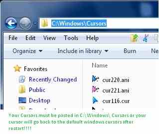 Save all Cursors in C:\Windows\Cursors or your cursors setings will be gone when you logoff.