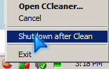Shutdown after clean