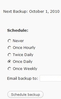 E-mail Schedule Backup options