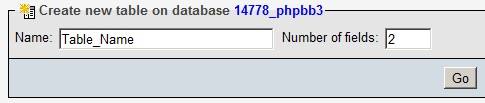 Name your database and type in numbe of fields you need