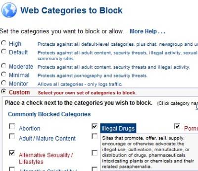 web categories to block