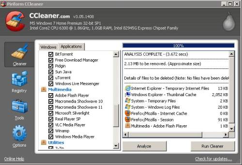 CCleaner 3 Disk Cleanup