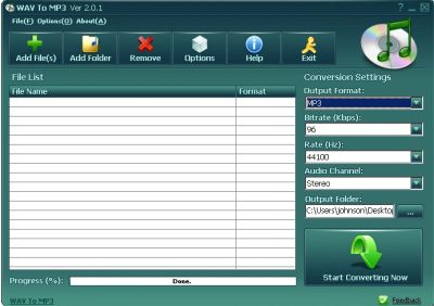 Wav to MP3 Sound Converter screenshot Wav to MP3 Sound Converter screenshot