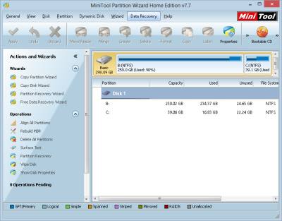 MiniTool Partition Wizard Home Edition 7.7 free